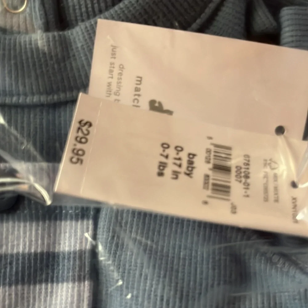 GAP Kids Light Blue Striped Pocket Footie